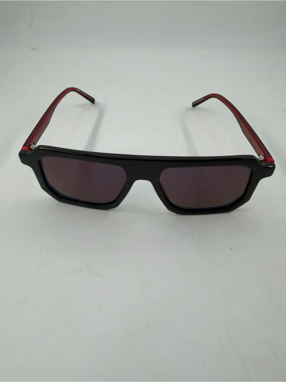Hugo Boss Men’s HG 1312/S Black Red Rectangular Sunglasses 53 17 145